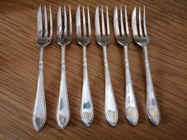 Vintage Art Deco Cake Forks Silver Plated Set of Six
