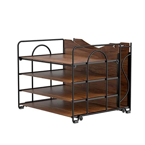 Desk File Organizer, 4-Tier Desk Organizers Wood with 5 A4 File 4-tier