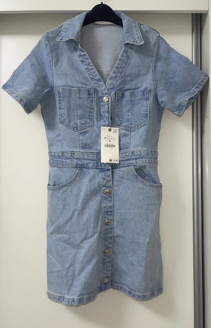 ZARA LIGHT BLUE Z1975 Collared V-Neck Short Sleeves Mini Denim Dress Size M Bnwt 29.99 - PicClick UK ZARA LIGHT BLUE Z1975 Collared V-Neck Short Sleeves Mini Denim Dress Size M Bnwt 29.99 - PicClick UK