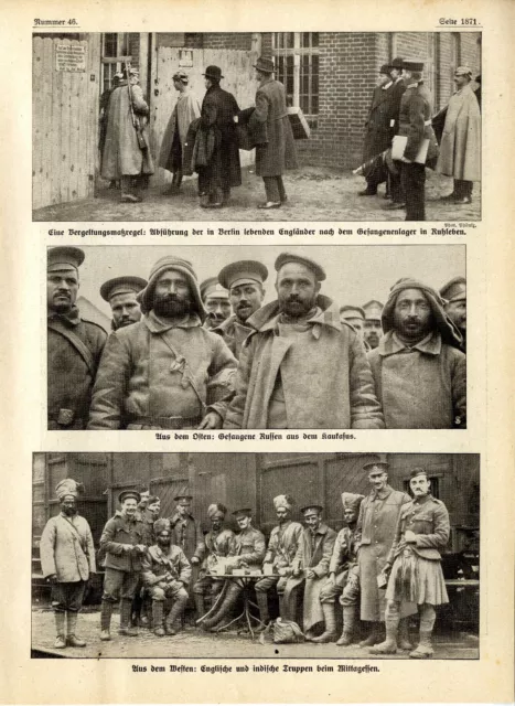 1ère Guerre mondiale Anglais dans le camp de prisonniers Ruhleben troupes anglaises et indiennes b...1914