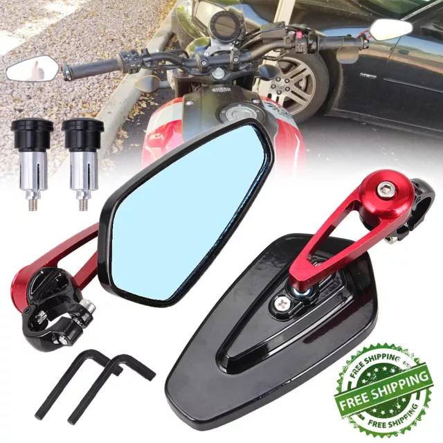 Universal 7/8" Handle Bar End Rearview Side Mirrors for Motorcycle Honda Yamaha