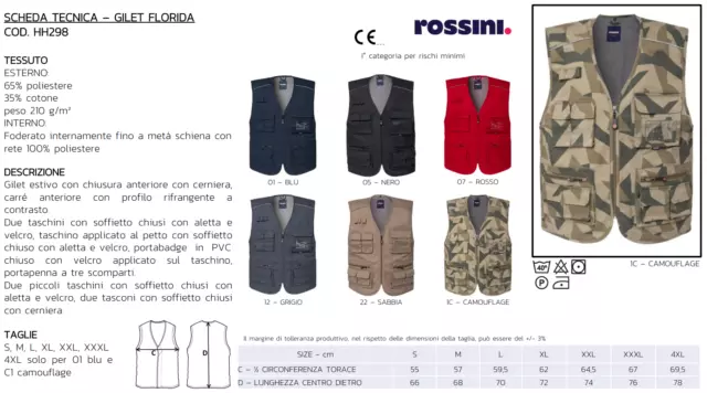 ROSSINI FLORIDA Gilet da Lavoro Multitasche Smanicato Giubbotto Estivo HH298 2