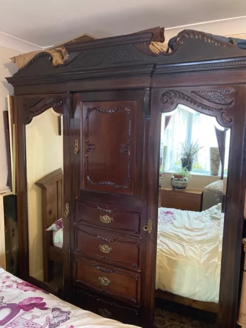 Antique Late Victorian/Edwardian Wardrobe - Collection Only. 