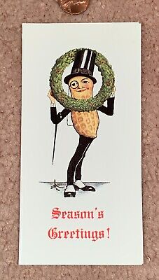 Old Planters Nut & Chocolate Mr. Peanut Christmas Card - Mint Unused