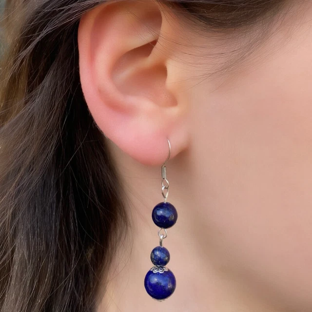Boucles d'oreilles argent 925 Lapis-lazuli - Bijoux artisanaux fait main