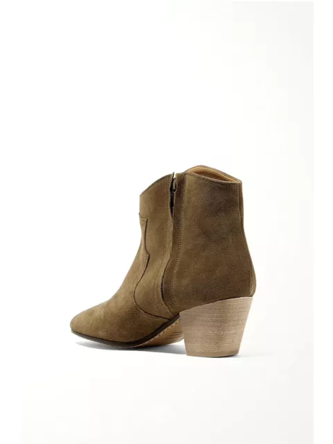 NWOB Isabel Marant Dicker Suede Cowboy Ankle Boots in Brown $690 size 37 US 7 3