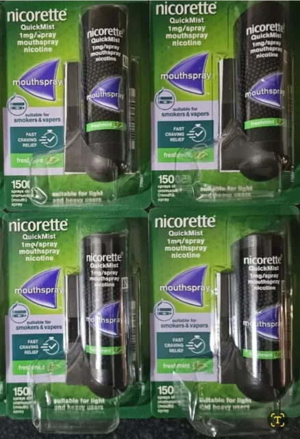 Nicorette Quickmist Freshmint Nicotine Mouthspray 4 x 150 Sprays