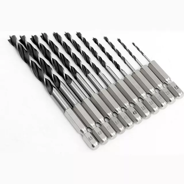 Brad Point Wood Drill Bit Set HSS Woodworking 1.5mm-10mm Hex Shank Twist Bits