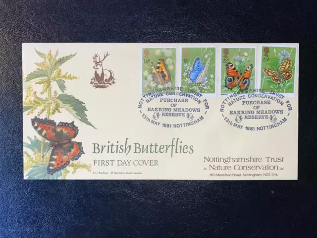 1981 Butterflies Bradbury Lfdc9 Ltd Edn Fdc & Eakring Meadows Reserve Shs Cv £15