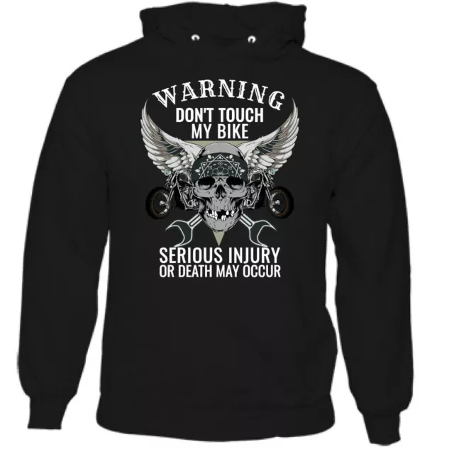 Warning Mens Biker Hoodie Motorbike Motorcycle Bike Chopper Cafe Racer Top