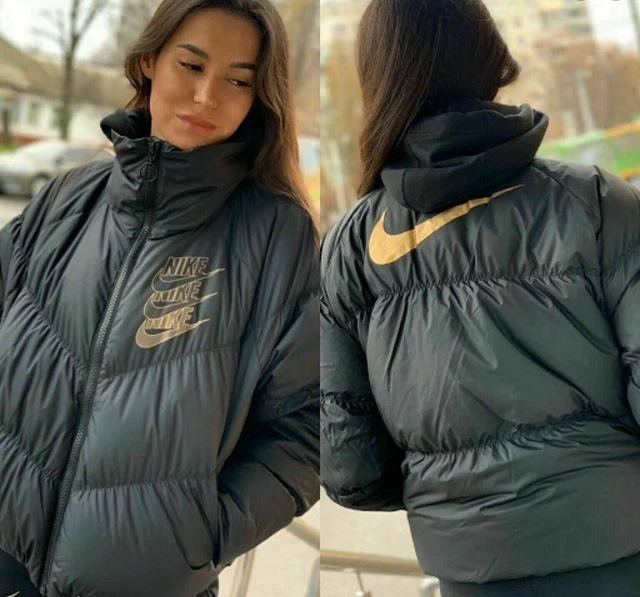 NIKE DOWN FILL Black Gold Women s Jacket Ck3963 010 Size L 69.99 PicClick UK
