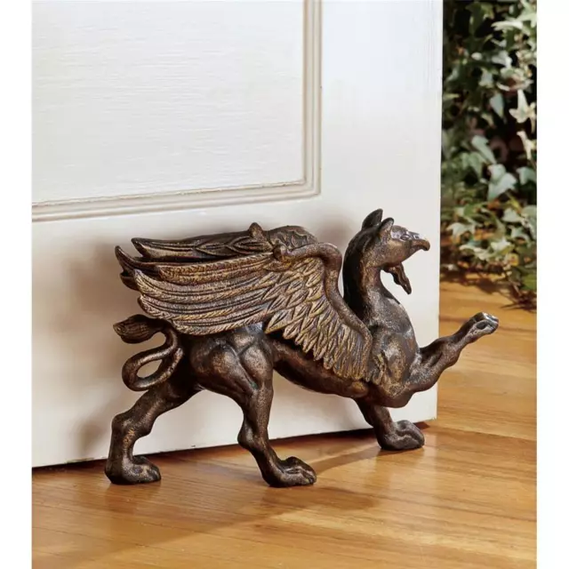 Design Toscano The Growling Griffin Authentic Foundry Iron Doorstop: Set of Two