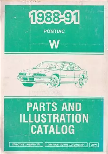 Pontiac Gran Prix Parts Book 1991 1990 1989 1988 Illustrated Part Number Catalog