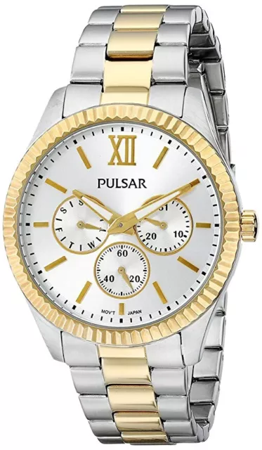 Pulsar PP6142 Womens Chronograph Silver Dial Two-Tone Stainless Steel 40mm Watch