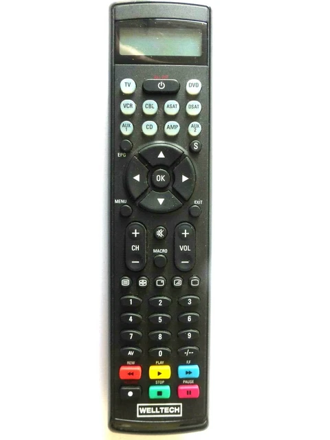 WELLTECH UNIVERSAL REMOTE Tv/Dvd/Vcr/Cable/Asat/Dsat/Aux1/Cd/Amp/Aux2 ...