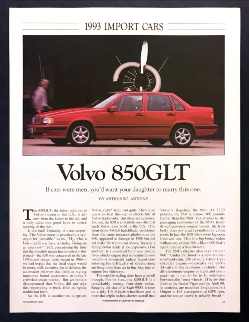 1993 Volvo 850GLT Sedan Road Test Technical Data Photos Review Article