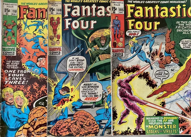 Fantastic Four (1971) Bundle/Lot x3 #105 #108 #110