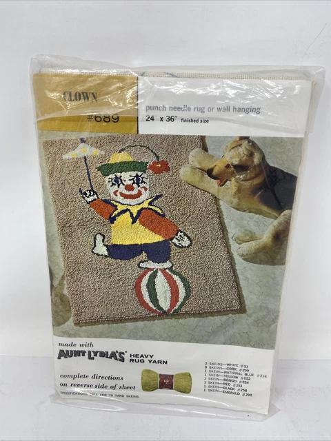 Kit colgante de pared con aguja perforadora de payaso tía Lydia #689 24"" x 36"" vintage