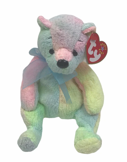 TY Beanie Baby Babies MELLOW Bear Pastel Tie Dye Plush With Tags