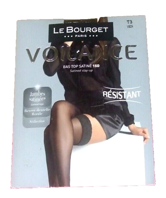 Collant Voilance Satiné 15D Noir Le Bourget - Taille 4, Neuf Emballé, Haut De Gamme