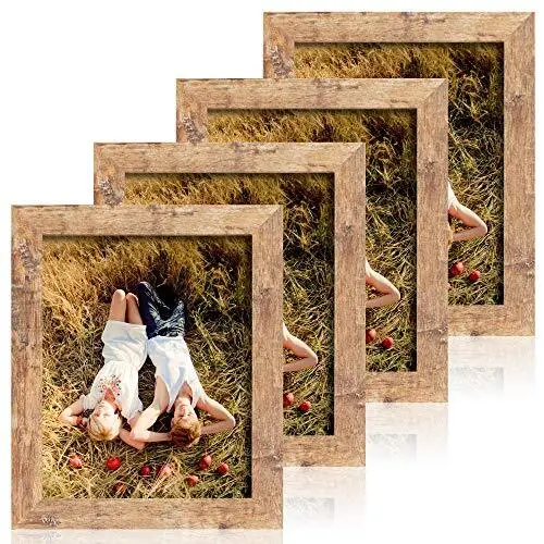 4 Pack 8x10 Rustic Picture Frame Set with High Definition 8X10 Rustic Brown