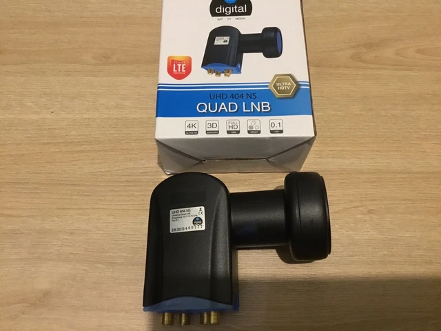 Tête Satellite Universelle UHD 404 NS Quad LNB 4K + Pointeur Satellite