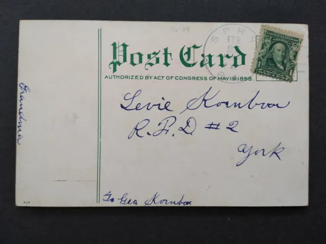 Pennsylvania: Spry 1908 Greeting Postcard, DPO York Co