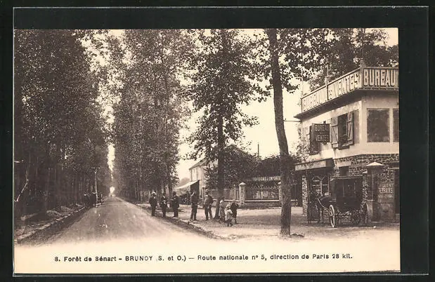 CPA Brunoy, Forêt de Sénart, Route nationale no 5, Direction de Paris