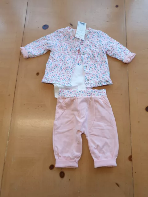 Gilet bambina F&F, cardigan, pantaloni abito floreale taglia 0 - 1 mese - nuovo con etichette