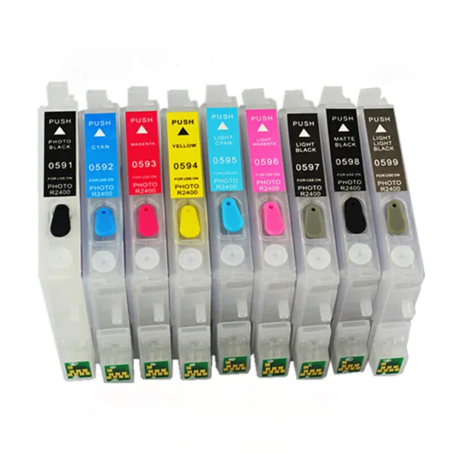 Empty Refillable Ink Cartridge For Epson R2400 Printer With ARC Chip T0591-T0599