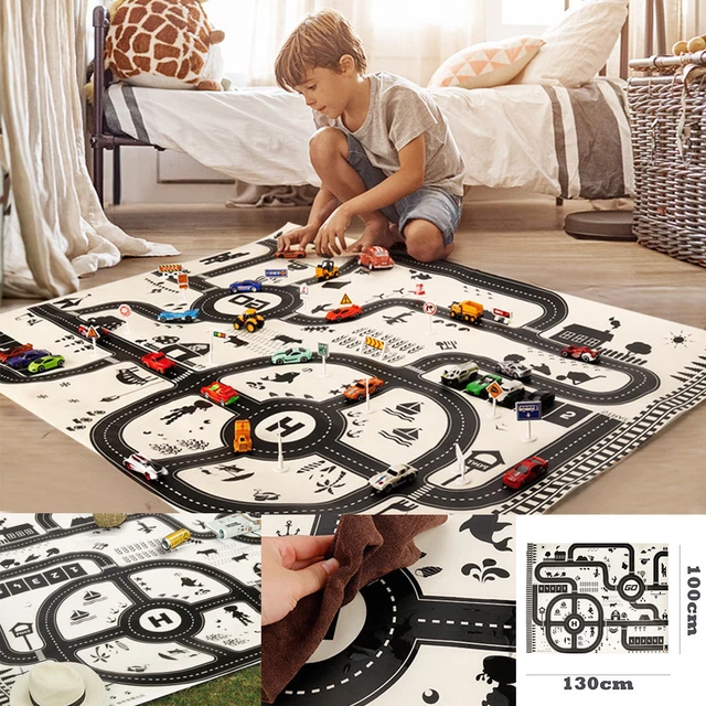 Kids Play Mat City Road Buildings Parking Game Scene Map Educational Child Toys