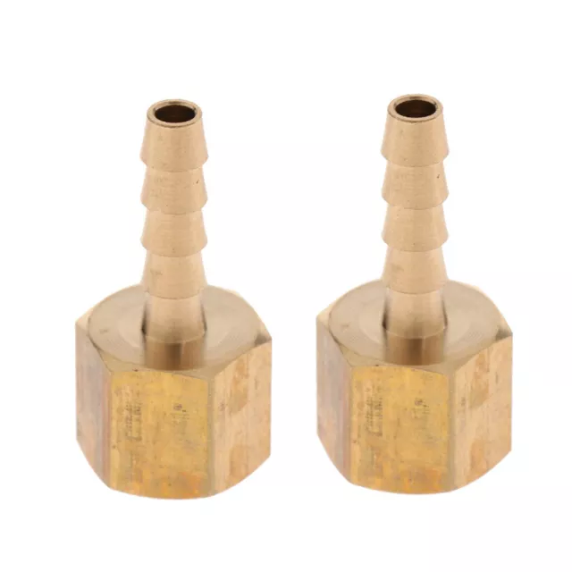 2Pc Heavy Duty Brass Female Fitting 1/4" BSP 6mm Hose Connector Adapter Barb