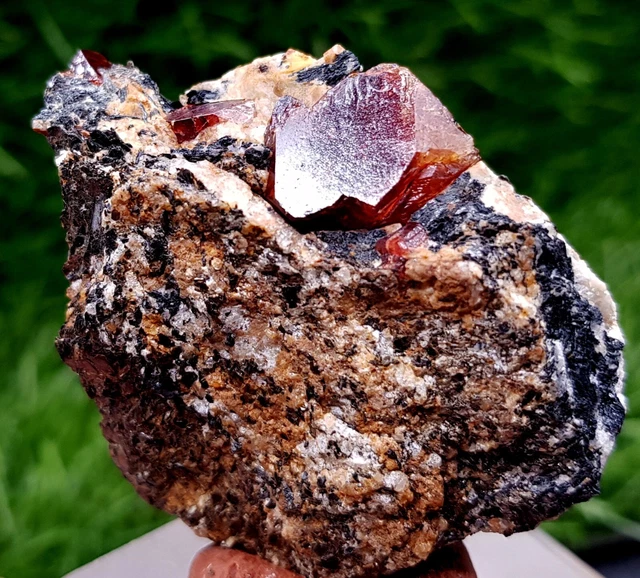 61 Grams Top Quality Blood Red Zircon Crystal On Specimen @ Skardu Pakistan