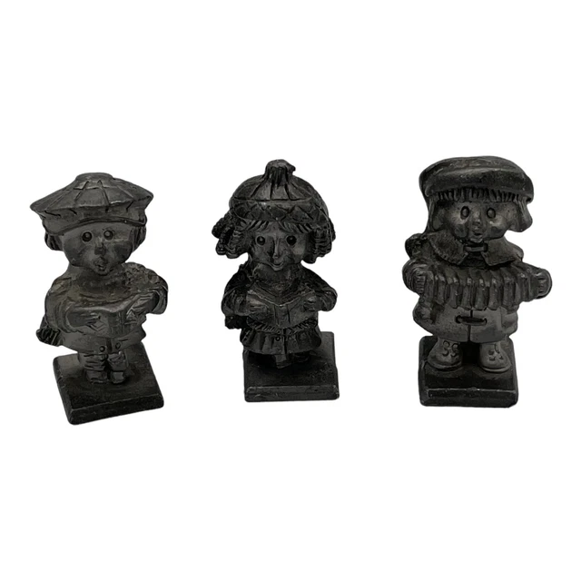 VINTAGE 3 MINIATURE Holiday Musician Carolers Figurines Royal Pewter 1