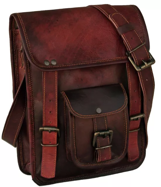 Bolso bandolera de piel auténtica de primera calidad para hombre, color marrón