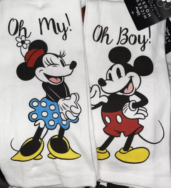 Disney Mickey Mouse & Minnie Mouse 2 Pack Kitchen Towel 16 x 26" 100% Cotton
