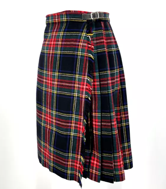 Laird Portch of Scotland sz 9/10 Vintage Tartan Plaid Wool Skirt leather buckle