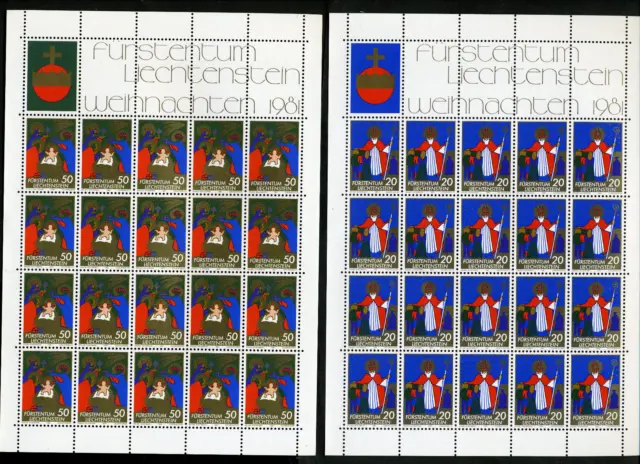 Liechtenstein MiNr. 788-790, Kleinbogen-Satz, postfrisch, Weihnachten 1981