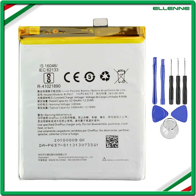 ✅Batteria Per Oneplus 1+ Blp657 Per One Plus 6 3300Mah Ricambio +Set Cacciaviti✅