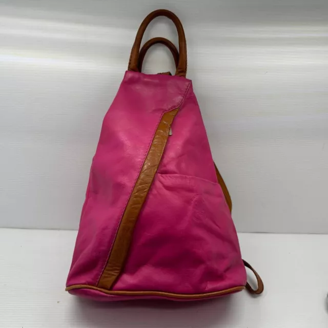 Backpack Shoulder bags satchel Bag Made in Italy Leather color pink
