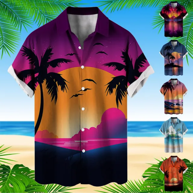 NEW Men's Hawaiian Tropical Luau Aloha Beach Party Button Up Casual Dress Shirt