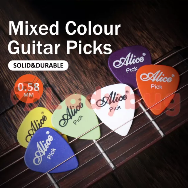Alice Guitar Picks Coloured Celluloid Plectrums Standard Mixed Colour 0.58mm