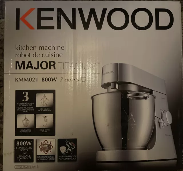 Kenwood KMM021 Chef Major 7-Qt. Stand Mixer 800 Watts Titanium