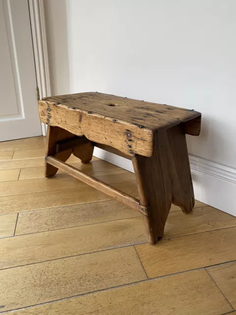 vintage wooden Rustic Farmhouse Stool Pine