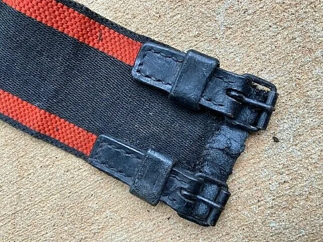 Vintage  Motorcycle Kidney Belt.Old. Red/Black Canvas w/Leather Straps 3