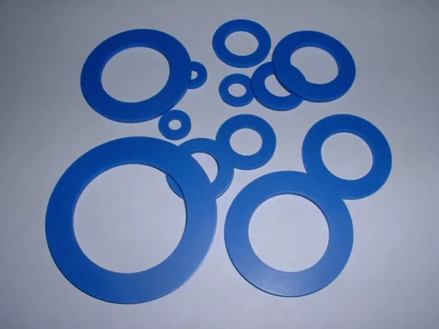 2Mm Thick Blue Silicone High Temp Fda Flat Ring Rubber Washer Seal Gaskets 2 Pk