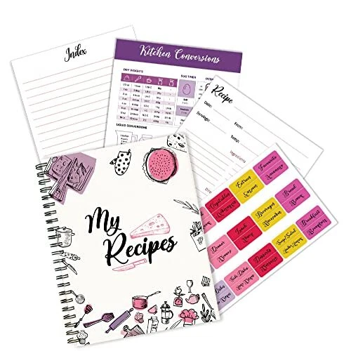 Spiral Recipe Notebook  Recipe Journal  8.5" X 11" Blank Recipe Notebook  Bla...