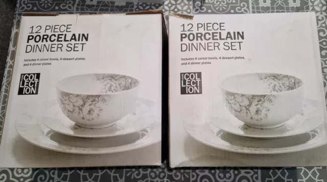 Juego de cena de porcelana de 12 piezas Debenhams x 2 (23 piezas) 1 plato lateral faltante