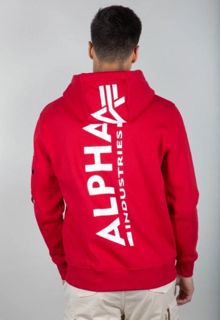 Alpha Industries Pullover con Cappuccio Uomo Giubbotto Felpa Velocità Red 328