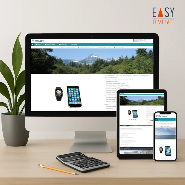 EBAYVORLAGE TEMPLATE 2026 responsive Auktionsvorlage Aqua Plus EUR 68 ...